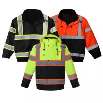 High Visibility Security Workwear Hi Vis Waterproof Rain Gear Coat