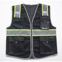 Black Net Engineer Safety Vest with Multi Pocket