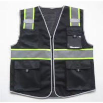 Black Net Engineer Safety Vest with Multi Pocket