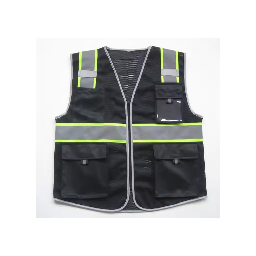 Black Net Engineer Safety Vest with Multi Pocket